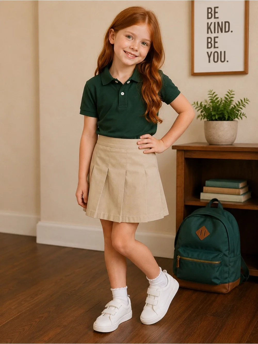 NWT - UNISEX Old Navy Uniform Polo Shirt – Girls Size 6-7 Hunter Green Unisex